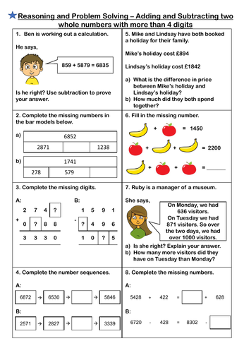 year 5 subtraction reasoning and problem solving