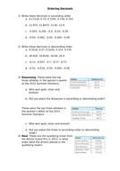 Ordering Decimals Lesson & Worksheet | Teaching Resources