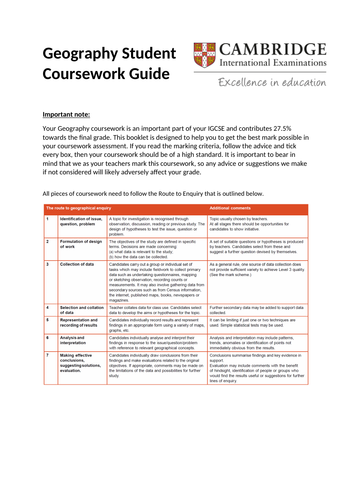 igcse geography coursework examples