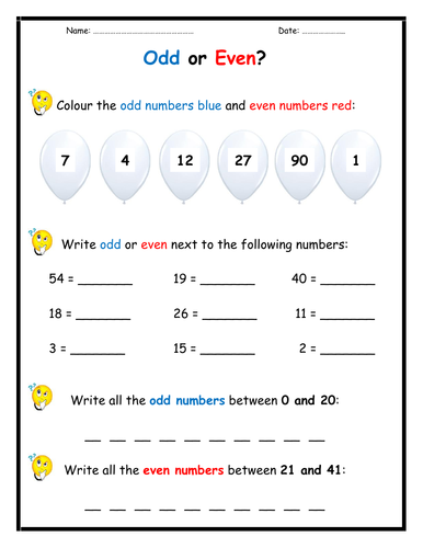 Odd or Even Worksheet