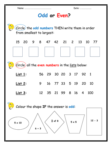 Odd or Even  Worksheet