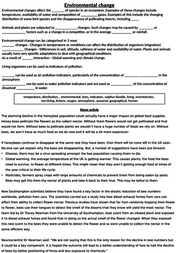 NEW AQA GCSE Triple (2016) Biology – Impact of Environmental Change ...