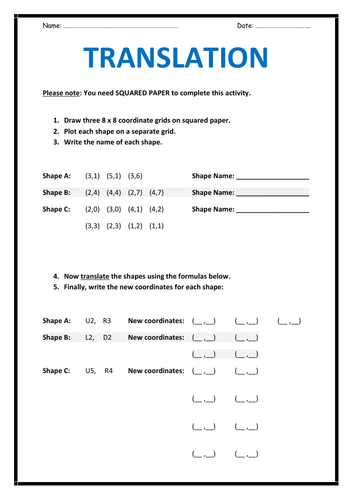 Translation Worksheet | Teaching Resources