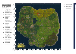 Six figure grid reference fortnite worksheet. | Teaching Resources