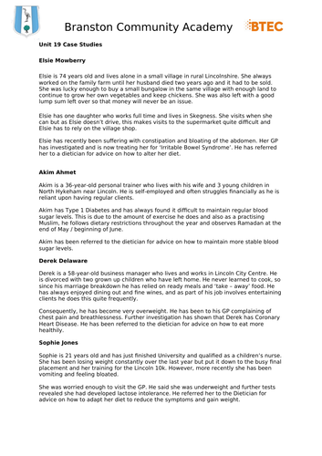 Nutrition case study examples picture
