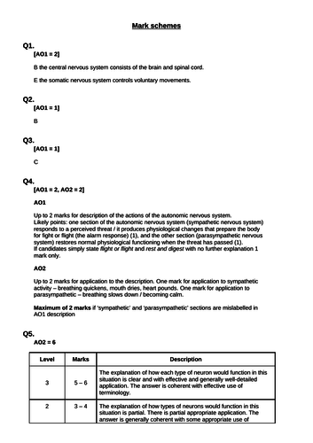 GCSE Psychology (9-1) - Neuropsychology interim assessment