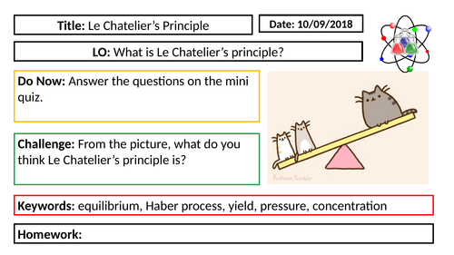 AQA GCSE Chemistry New Specification - C6 Le Chatelier's Principle