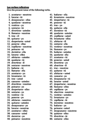 Verbos Reflexivos Spanish Reflexive Verbs Worksheet 1 Teaching 