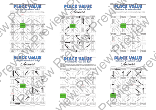 Place value: determine the value of a digit mazes | Teaching Resources