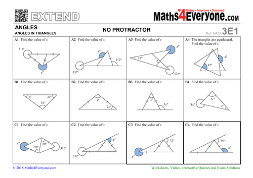 Angles in Triangles (Worksheets with Answers) | Teaching Resources