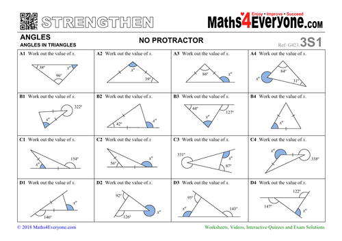 Angles in Triangles (Worksheets with Answers) | Teaching Resources