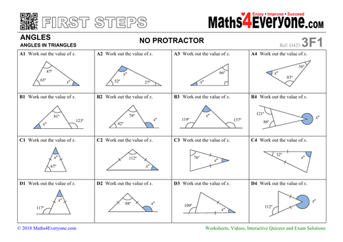 Angles in Triangles (Worksheets with Answers) | Teaching Resources