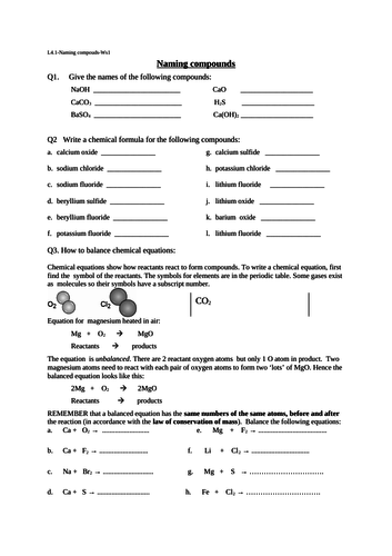 KS4.1C-B2-L4-6 Naming compounds, Periodic Table and Group 1 metals ...