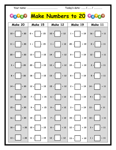 Number Bonds to 20