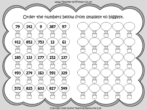 Comparing and Ordering Numbers up to 1000 | Teaching Resources