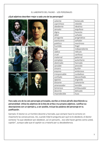 Spanish A Level - El laberinto del fauno: Los personajes (Pan's labyrinth: Characters) - UPDATED