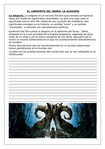 Spanish A Level: El uso de la alegoría en El laberinto del fauno (Pan's Labyrinth: allegory)