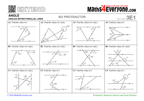 Angles In Parallel Lines Worksheets With Answers Teaching Resources