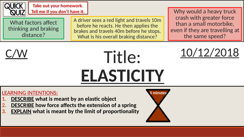 KS4 New GCSE (9-1) - Forces and Elasticity (Hooke's Law) (AQA P10.8 Force and Motion)