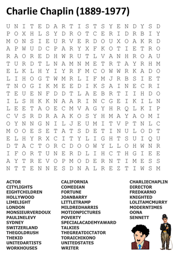 Charlie Chaplin Word Search