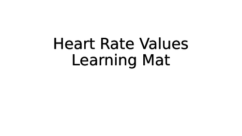 Heart Rate Values Learning Mat