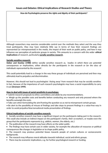 AQA A Level Psych - Issues and Debates Bundle | Teaching Resources