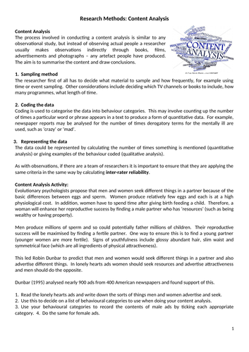AQA A Level Psychology - Research Methods (Content Analysis) | Teaching ...