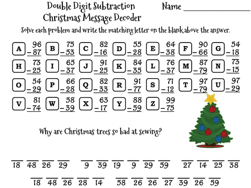 Double Digit Subtraction Christmas Math Activity | Teaching Resources