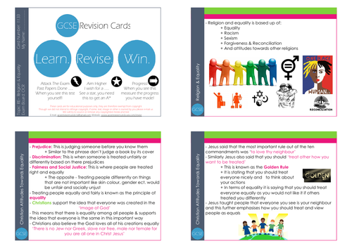 GCSE/KS4 RE I Equality  Ethics Revision Cards