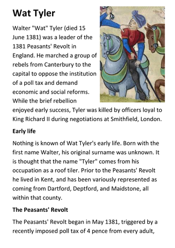 Wat Tyler Handout