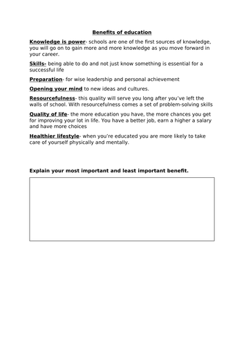 Importance of education | Teaching Resources