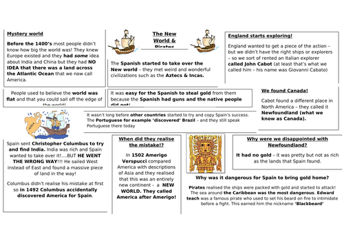 Aqa Gcse History The New World Explorers Knowledge Organiser Migration Empire And People 0067