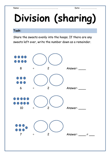 Division Worksheet Sharing In Groups Teaching Resources 4063