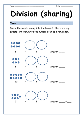 Division Worksheet - Sharing in Groups