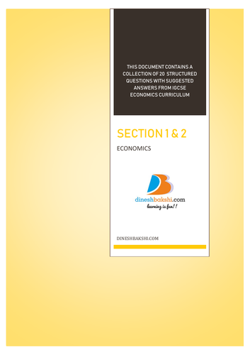 IGCSE Economics - Unit 1 and Unit 2 Questions with Suggested answers