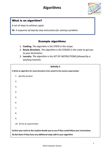 Algorithms, an introduction | Teaching Resources