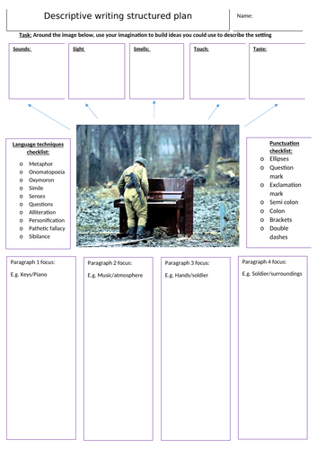 Aqa Language Paper 1 Section B Question 5 Planning Sheet Teaching Resources