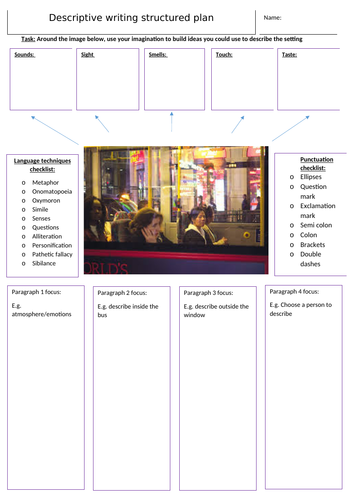 AQA Language paper 1 section B question 5 (planning sheet) | Teaching Resources