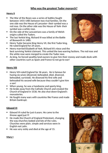 Who was the greatest Tudor monarch? | Teaching Resources