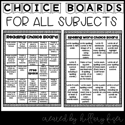 Choice Boards Teaching Resources