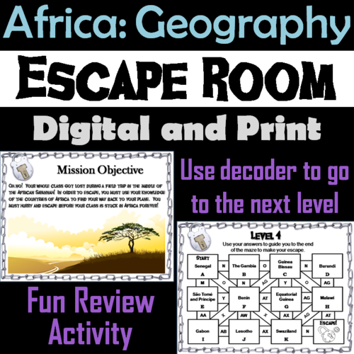 Countries of Africa Geography Escape Room - Social Studies