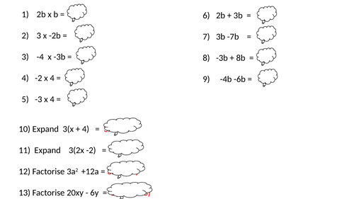 GCSE- Expanding single and double brackets/Factorising/Simultaneous ...