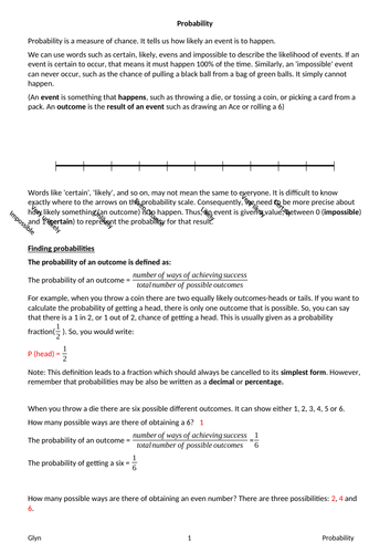 GCSE Probability-Tree Diagrams Venn Diagrams, Space Diagrams, Combined ...
