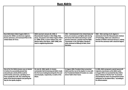 Buzz Aldrin Comic Strip and Storyboard