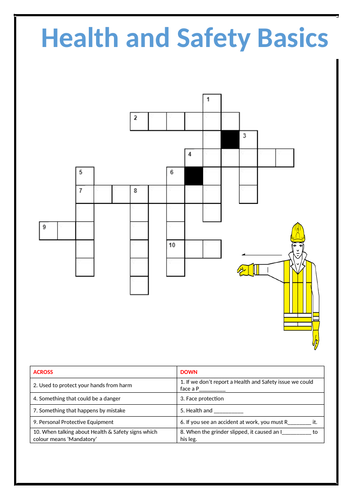 health and safety basic crossword puzzle and mix and match