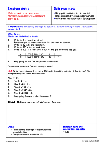 Problem-Solving Investigation: Grid method & short multiplication (Year 5 Multiplication & Division)