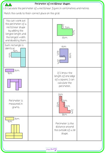 perimeter of rectilinear shapes worksheets year 4 measurement