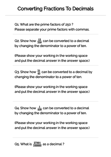 KS3 Maths: Converting Fractions to Decimals Worksheet | Teaching Resources