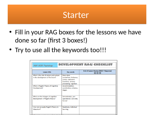 Educational Application of Piaget's Stage Theory - GCSE AQA PSYCHOLOGY (9-1)