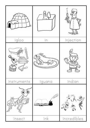 I words beginning with I flashcards | Teaching Resources